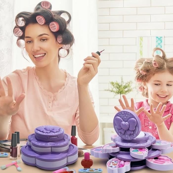 Real Kit De Maquillage Pour Enfants Filles, Coffret De Maquillage S Et Lavable Pour Filles Jouets Adaptes Aux Jeux De Role Amz