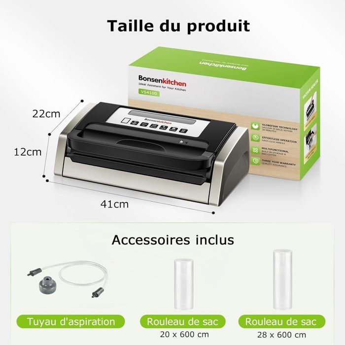 Machine Sous Vide Alimentaire Bonsenkitchen, Puissante et