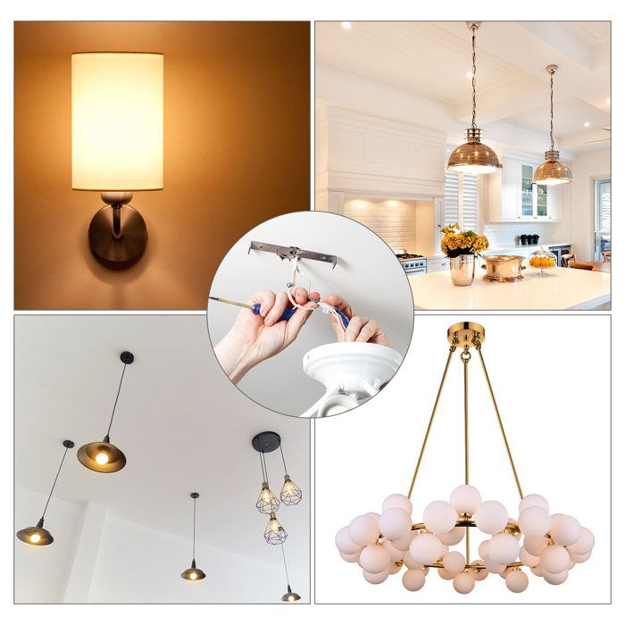 2 écrous à œil Dorés M10, Charge Max 15 Kg - Pour Suspension Lustre, Lampe Plafonnier (29x35mm)