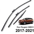 Lot de 3 Balais d'essuie-glace avant + arrière pour Peugeot 3008 Mk2 2017 2018 2019 2020 2021-0