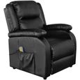 4079ROMAN® Fauteuil de massage électrique chaise Relax Massan Fauteuil de massage Noir Similicuir-0