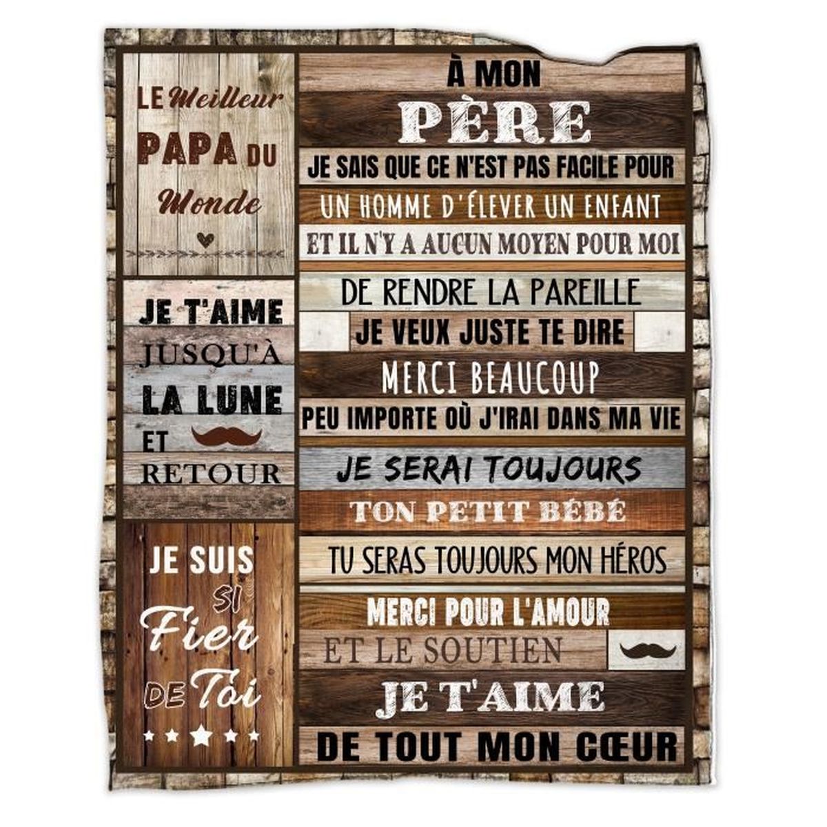 Il Ne Fait Jamais La Manche 8 Lettres Cadeau de Couverture À mon Père Couverture de Lettres FRANÇAIS Plaid À mon  Papa Cadeau Linge de Thanksgiving Noël fête des pères - Cdiscount Maison