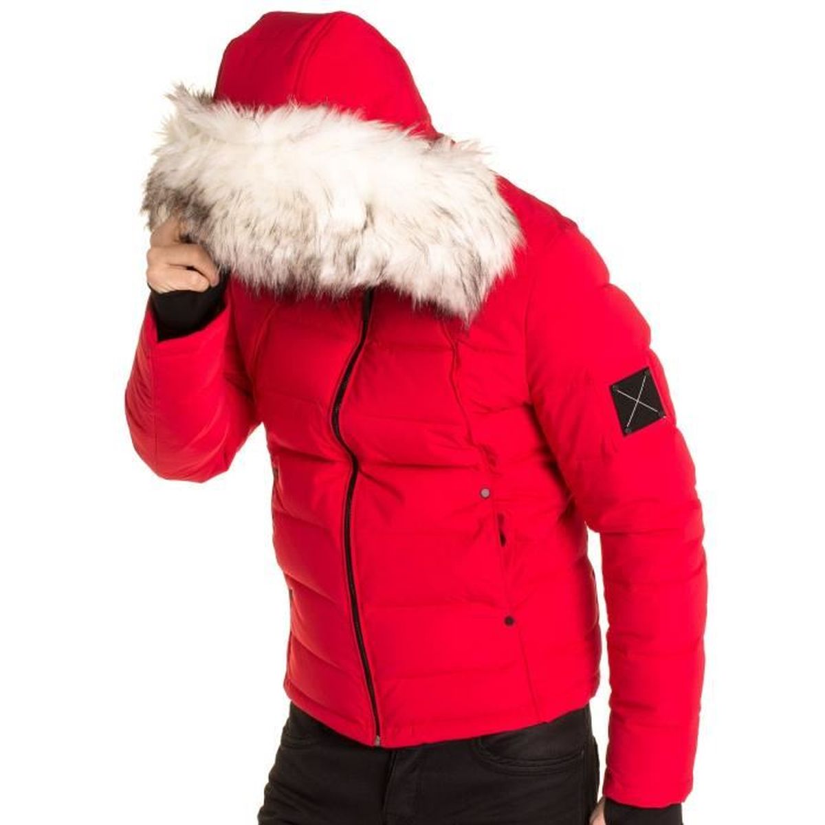doudoune rouge fourrure