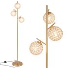 Lampadaire sur Pied Salon - RELAX4LIFE- Abat-Jour en Cristal Acrylique - Interrupteur au Pied - 3 Ampoules E27 - Base Solide -169CM