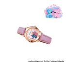 BIJOUTERIE PAPILLON BLEU Montre - Enfant - Stitch - Cuir - Rose - Bracelet Ajustable - Mouvement Quartz - 21 cm - Acier - Inoxydable - Doré Rose
