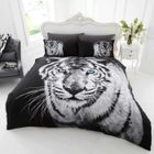 IAMS CHIEN Parure de lit Tigre blanc housse de couette 230cm x 220cm + 2 taies 2 personnes