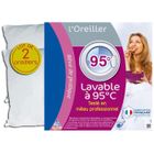 MATIN CALIN Oreiller - Hygiafil - Lot de 2 - 60 x 60 cm - Synthétique - Lavable