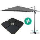 HABITAT ET JARDIN Parasol jardin déporté Alu Sun 3 - Carré - 3 x 3 m - Gris - Dalles incluses