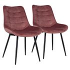 HAPPY GARDEN Lot de 2 chaises en velours LOUISE roses