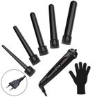 JASENX Noir 5 Pièces Fer à Boucler 5 en 1 Fer à Friser Boucleur Fers Interchangeable en Ciramique Tourmaline Chauffage Rapide Gant