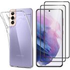 Coque pour Samsung S21 PLUS - Phonillico - Souple - Transparent - Pack 1 Coque + 2 Verres Trempés
