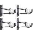 SODIAL Paquet de 4 Supports de Tringle À Rideau Simples pour Supports de Tringle À Rideaux en Alliage D'Aluminium TrèS RéSistant (Noir)