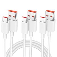 3 Câbles USB-C Charge Rapide 6A pour Redmi Note 9-9 Pro-9T, Note 10 4G-5G, Note 10 Pro, Note 8-8 Pro-8T - 1M Blanc