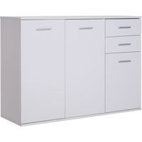 Buffet meuble de rangement 2 tiroirs coulissants 2 placards étagère réglable panneaux particules blanc - HOMCOM