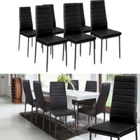 Chaises ROMANE noires - Lot de 6 - Salle à manger - PVC - Métal - Design contemporain