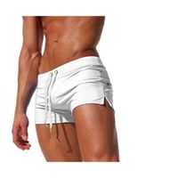 Maillot De Bain Pour Homme Trunks Boxer Shorts Pantalon Court De Sport Plage Loisir Cordon De Serrage Ajustable Blanc,XXL