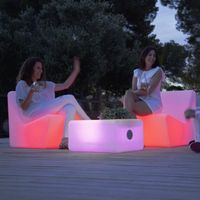 TARIDA-Table basse lumineuse LED d'extérieur RGB solaire rechargeable L59cm Blanc New Garden L 59cm / l 45cm / H 30cm
