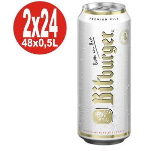 BIERE 2 x Bitburger Pilsener 24x0,5L = 48 canettes 4,8% 