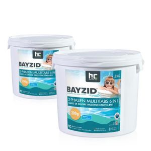 TRAITEMENT DE L'EAU  2X5 Kg Galets de chlore biphase 6en1 (200g)