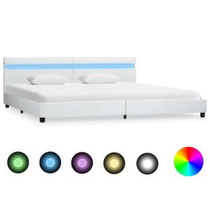 STRUCTURE DE LIT Furniture| Cadre de lit avec LED Blanc Similicuir 