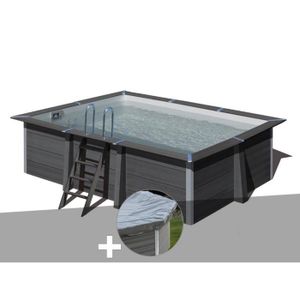 PISCINE Kit piscine composite Gré Avant-Garde rectangulaire 4,66 x 3,26 x 1,24 m + Bâche de protection 4,66m x 3,26m x 1,24m Bois
