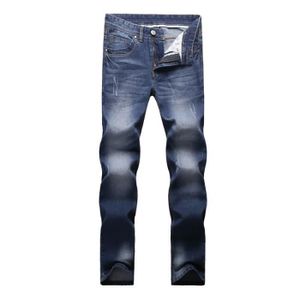 JEANS Jeans Homme slim bleu en coton Droit Pantalon denim Homme a la mode stretch-Bleu
