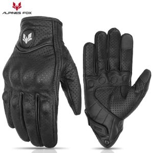 GANTS - SOUS-GANTS Gants de moto perforés en cuir véritable pour hommes et femmes,gants de course de motocross,gants de rue,rétro- Black Hole