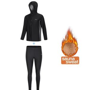 Combinaison Sudation Surv/êtement Minceur Entra/înement Sauna Suit Poids Fitness Training Gym Sport Sweat Costume Noir, XXXL MINIRAH