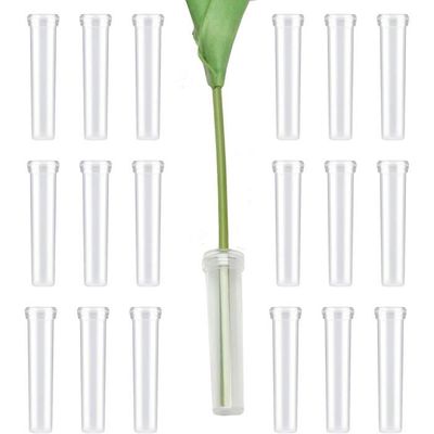 20 Tubes à Fleurs Réutilisables - 1,8x7 Cm - Avec Bouchon - Pour Arrangements Floraux, Garde Fraîcheur