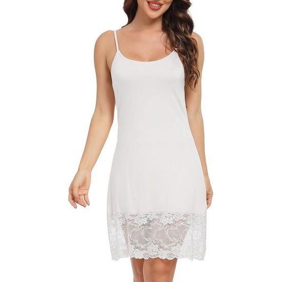 Jupon Femme Ourlet Dentelle - Taille Élastique 60-90 Cm | Léger, Respirant, Non Transparent Pour Robes Légères