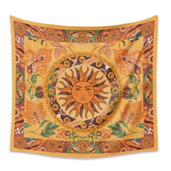 Tapisserie Murale Hippie Mandala Paon - 140x185cm - Coton - Décoration Bohème Indienne - Rose/Violet - Bless International