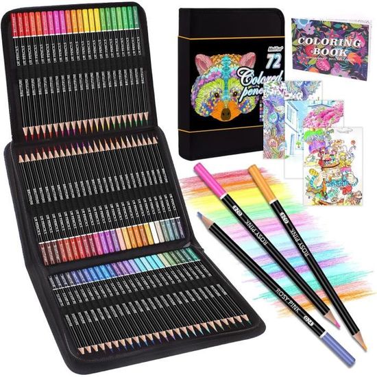 Cadeau Créatif Adulte Enfant SAMISO - 72 Crayons Aquarellables Professionnels Avec Boîte Métal - Idéal Artistes Et Coloriage Cadeau Artiste Adulte Enfant