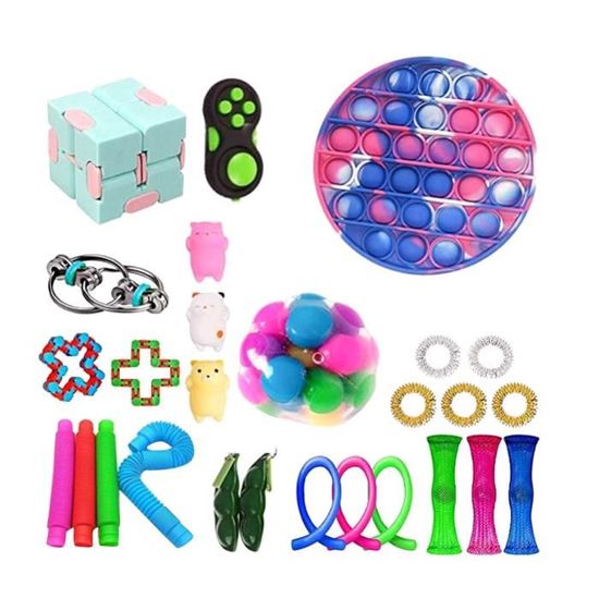couleur W Ensemble de jouets anti-stress, boîte à pousser, CORDES, du  marbre Soulagement, cadeau pour adultes et enfants