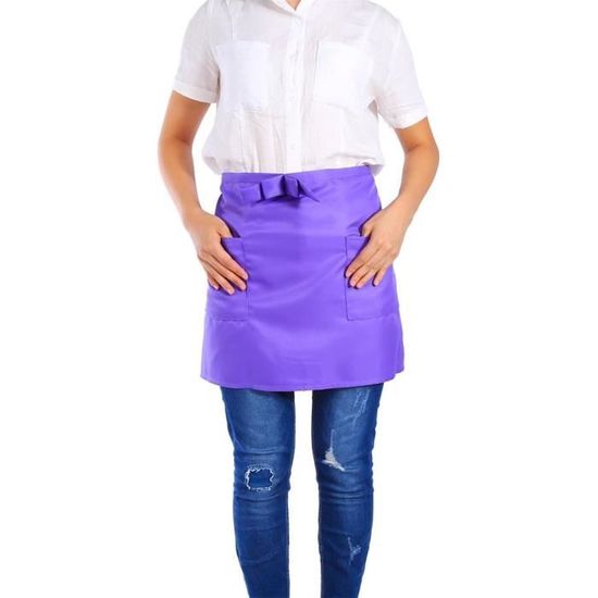 Syntus Lot de 2 tabliers de cuisine réglables - Version épaisse - Résistant aux gouttes d'eau - Avec 2 poches - Pour homme et femme - Noir/blanc à rayures fines