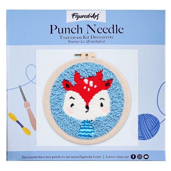 Kit Punch Needle Complet Figured'Art Dégradé De Fleurs - Idéal Débutants Adultes Enfants - 20x20cm Avec Cadre Circulaire Prêt à Broder