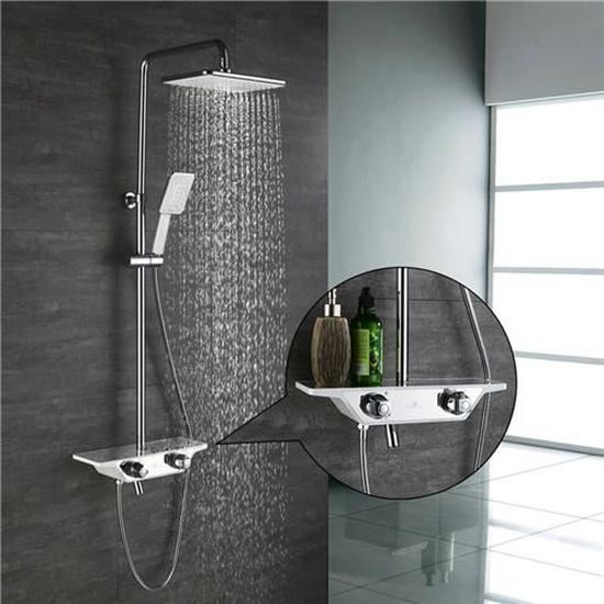 Colonne de Douche Thermostatique Design Tablette Kit de Douche avec