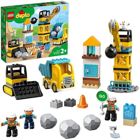 LEGO® 10932 DUPLO Town La Boule De Démolition Jeu De Construction Avec Camion, Grue Et Bulldozer, Jouets Enfants de 2 Ans Et Plus