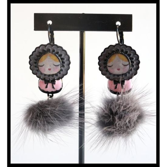Boucles D'oreilles Matriochka (Poupée Russe) - En Bois Multicolore - Dormeuses - Neuf Avec étiquettes