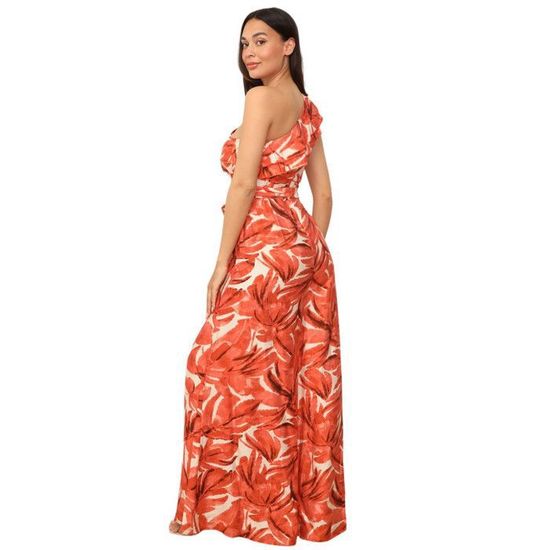 Combinaison Maxi Femme CUPSHE En Dentelle Avec Col En V - Manches à Volants, Poches, Ceinture - 100% Polyester - Taille S à XXL - Pour Sortie, Vacances, événement