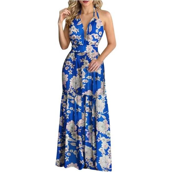 Maxi Robe Femme sans Manches DéContractéEs Combinaison Robes Imprimé ...