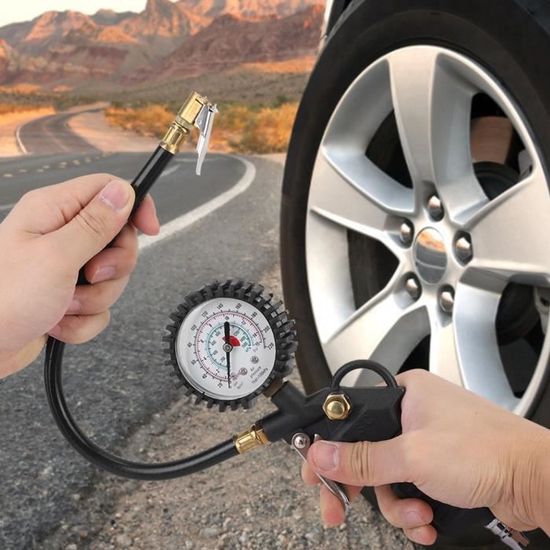 Manomètre Pression Pneu 220 PSI - Avec Poignée De Gonflage Et Dévissage De Valve - Pour Voiture, Moto, Vélo - 5