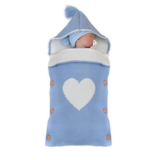 ROCK Nid d'ange - gigoteuse bébé - Peluche ultra-douce -  pour les nourrissons de 0 à 9 mois - Bleu ciel