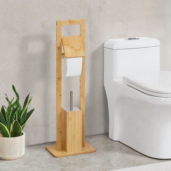 SoBuy® FRG135-W Support Papier Toilette Armoire Porte-papier Toilette Porte  Brosse WC Meuble de Salle de Bain Sur Pied en Bois - Cdiscount Maison
