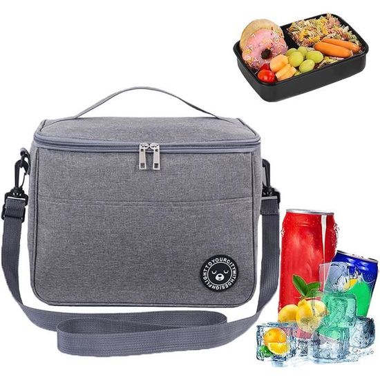 Sac Isotherme Repas 16L Pliable - Sac Glacière Cooler Bag Avec Bandoulière Amovible Et Poignées, Isolation 6h, Oxford Étanché, Idéal Pique-Nique Bureau Plage Voyage (Bleu Foncé/Noir)