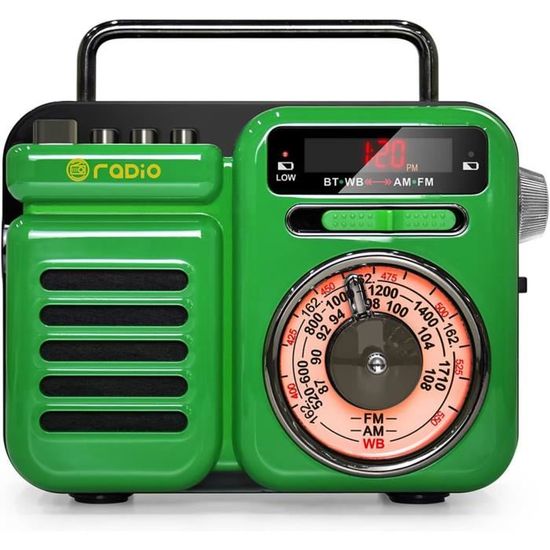 Radio Portable Luxuglow Solaire Et à Manivelle - DAB/FM, Bluetooth, USB, écran LCD - Noire