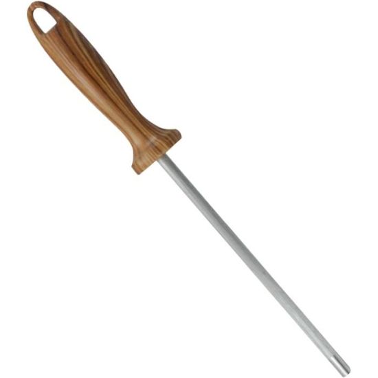 WALDWERK Fusil à Aiguiser Premium – Acier Trempé + Poignée Bois, 100% Sans Plastique, Protection Doigts Extra Large