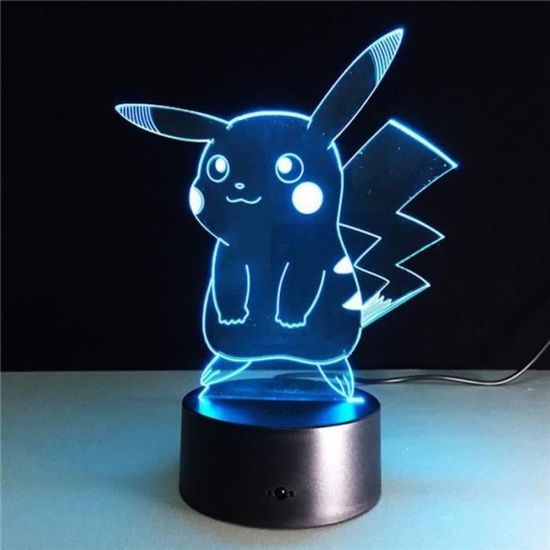 XR05794-Lampe Veilleuse 3D Pokemon Pikachu USB changements de 7 couleur LED Lampe bebe