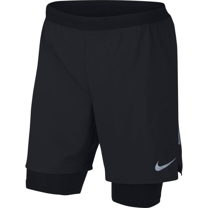 NIKE Short de Running Flex Distance 7in 2in1 - Homme - Noir