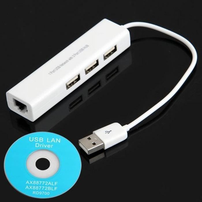 USB à RJ45 Lan Card Câble d'adaptateur réseau Ethernet + moyeu Hub 3 ports pour Win 8 7 XP