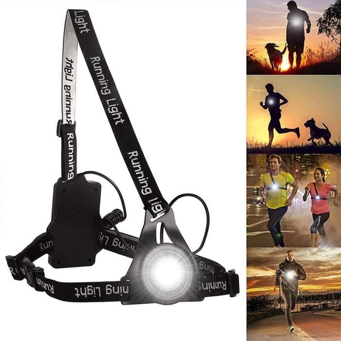 Éclairage Pour Course, Lampe de Poitrine pour Course Rechargeable USB 3 Mode d'éclairage,Parfait pour Les Coureurs de Nuit